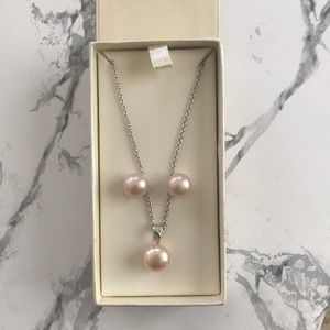 Pearl Necklace and Earring Set